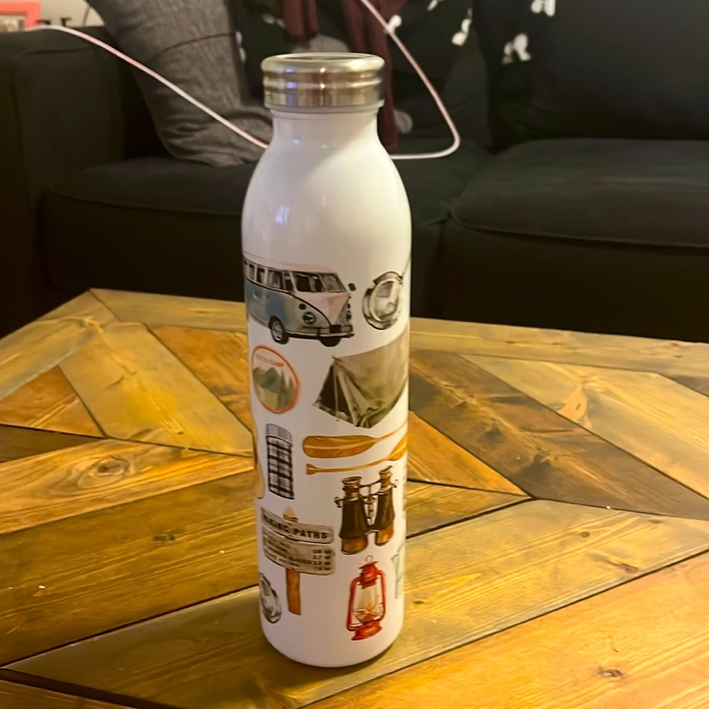 20ozNWT double walled stainless steel bottle. Camping themed.